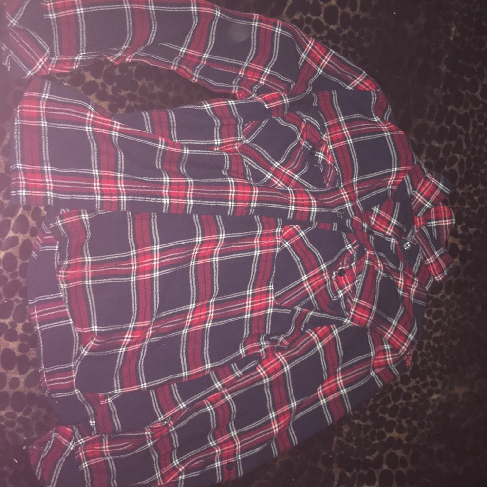 Red white and navy blue flannel